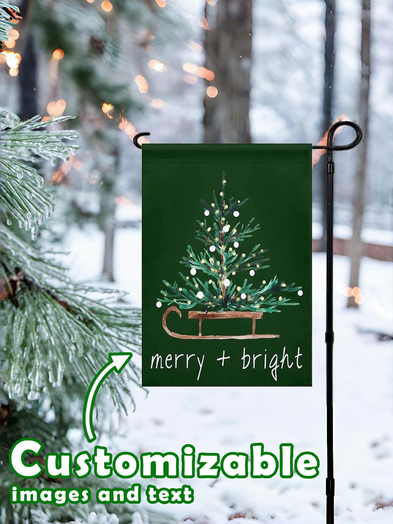 Personalized Christmas Garden Flag Outdoor(Not lnclude Flagpole)